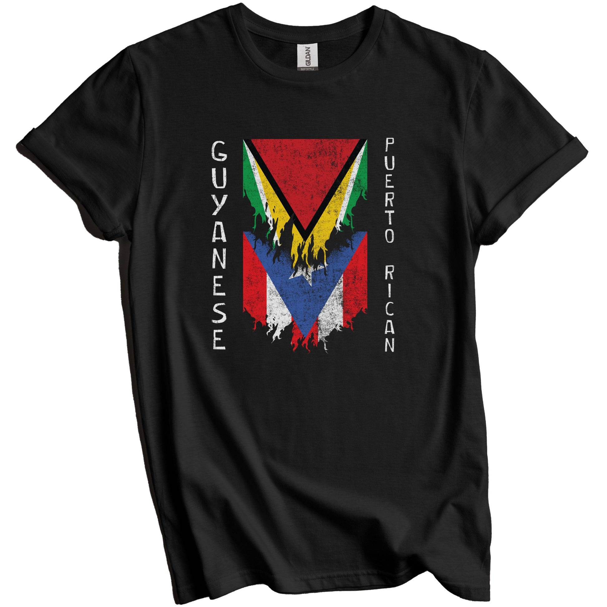 Guyanese Puerto Rican Flags Ripped Torn Guyana Puerto Rico T-Shirt