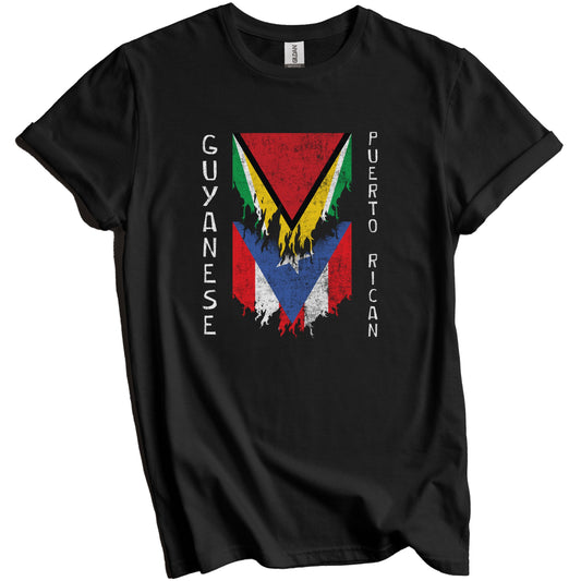 Guyanese Puerto Rican Flags Ripped Torn Guyana Puerto Rico T-Shirt