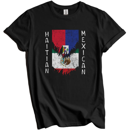 Haitian Mexican Flags Ripped Torn Haiti Mexico T-Shirt