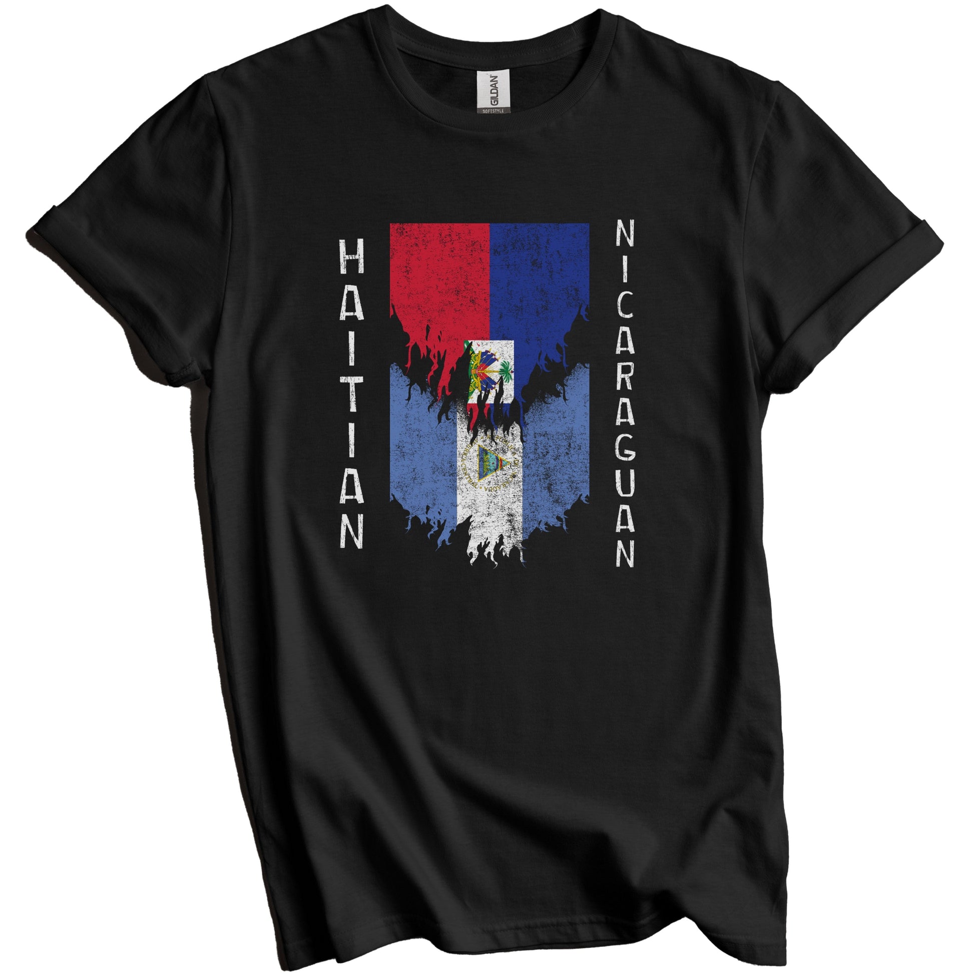 Haitian Nicaraguan Flags Ripped Torn Haiti Nicaragua T-Shirt