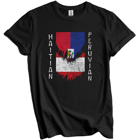 Haitian Peruvian Flags Ripped Torn Haiti Peru T-Shirt