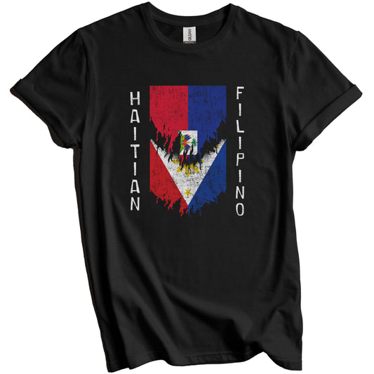 Haitian Filipino Flags Ripped Torn Haiti Philippines T-Shirt
