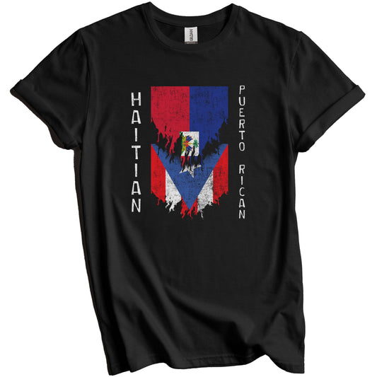 Haitian Puerto Rican Flags Ripped Torn Haiti Puerto Rico T-Shirt