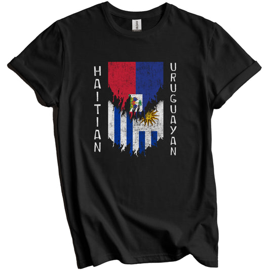 Haitian Uruguayan Flags Ripped Torn Haiti Uruguay T-Shirt