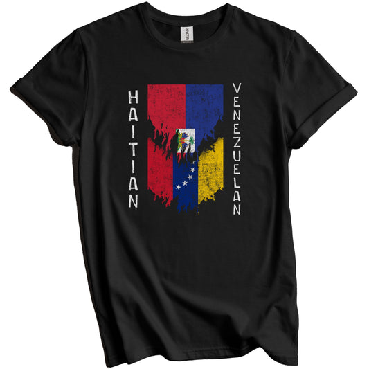 Haitian Venezuelan Flags Ripped Torn Haiti Venezuela T-Shirt