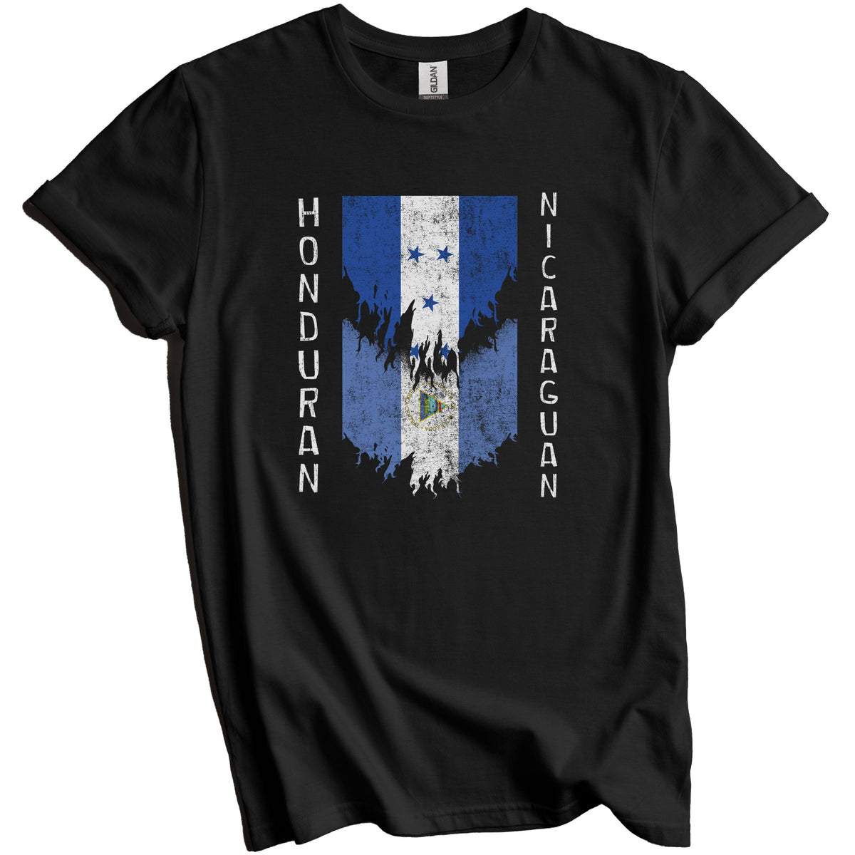 Honduran Nicaraguan Flags Ripped Torn Honduras Nicaragua T-Shirt