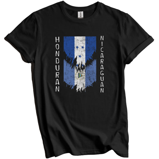 Honduran Nicaraguan Flags Ripped Torn Honduras Nicaragua T-Shirt