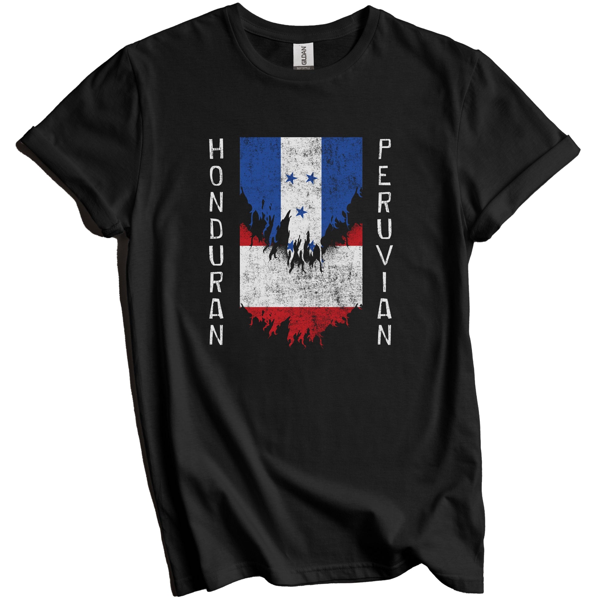 Honduran Peruvian Flags Ripped Torn Honduras Peru T-Shirt