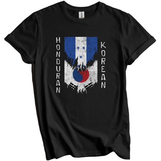 Honduran Korean Flags Ripped Torn Honduras South Korea T-Shirt