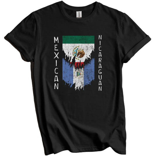 Mexican Nicaraguan Flags Ripped Torn Mexico Nicaragua T-Shirt