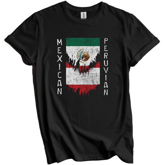 Mexican Peruvian Flags Ripped Torn Mexico Peru T-Shirt