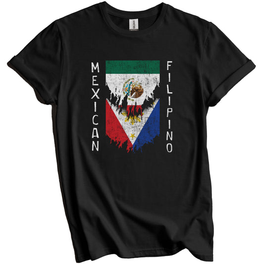 Mexican Filipino Flags Ripped Torn Mexico Philippines T-Shirt