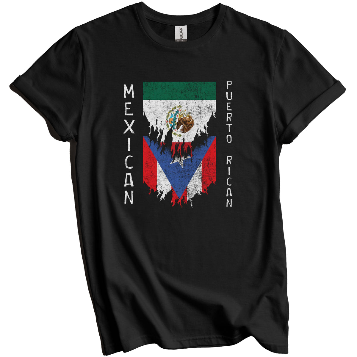 Mexican Puerto Rican Flags Ripped Torn Mexico Puerto Rico T-Shirt