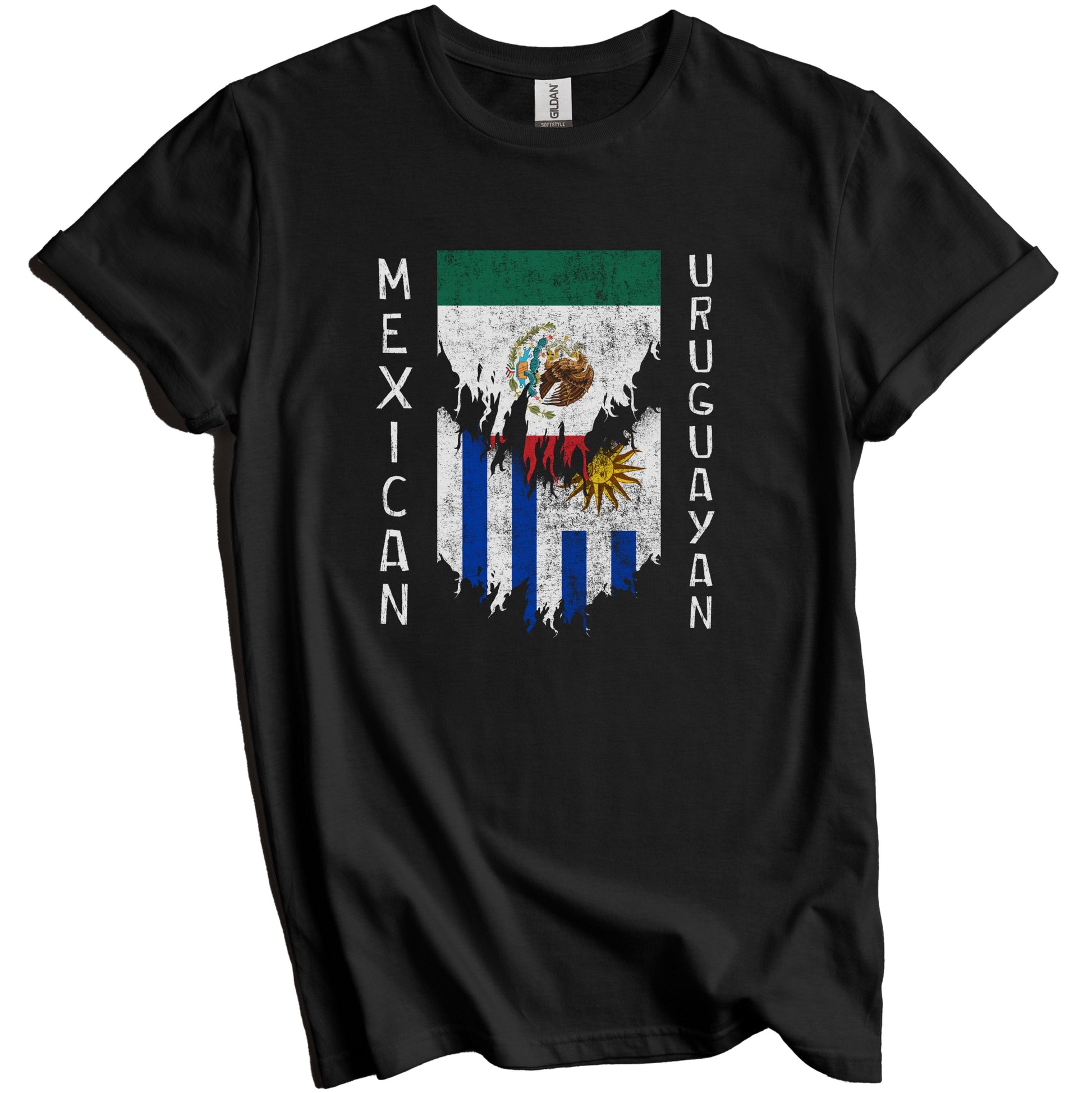 Mexican Uruguayan Flags Ripped Torn Mexico Uruguay T-Shirt