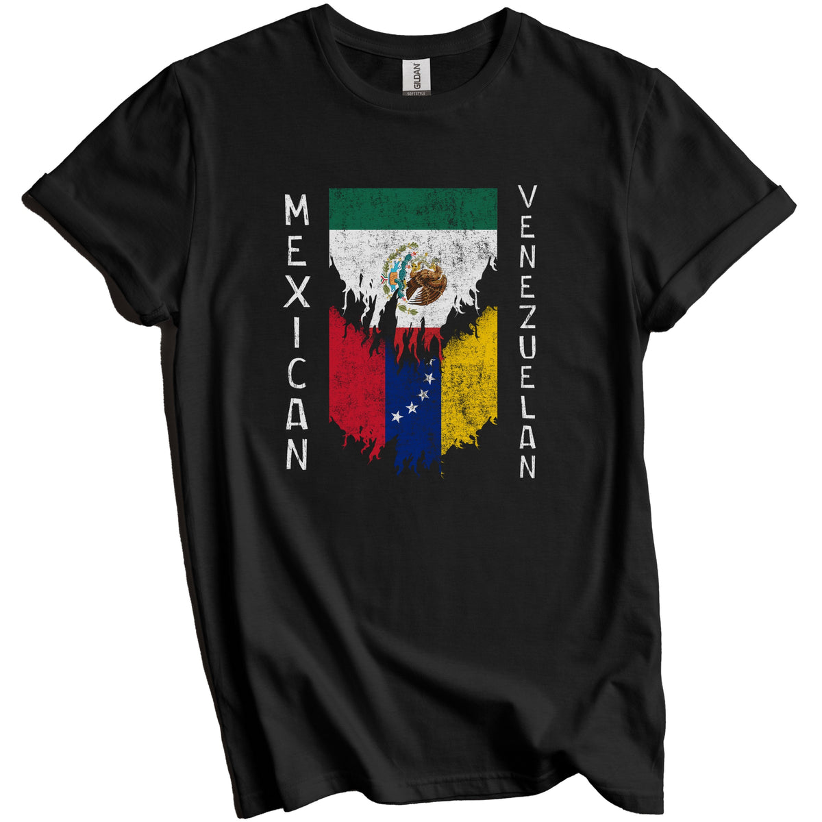 Mexican Venezuelan Flags Ripped Torn Mexico Venezuela T-Shirt
