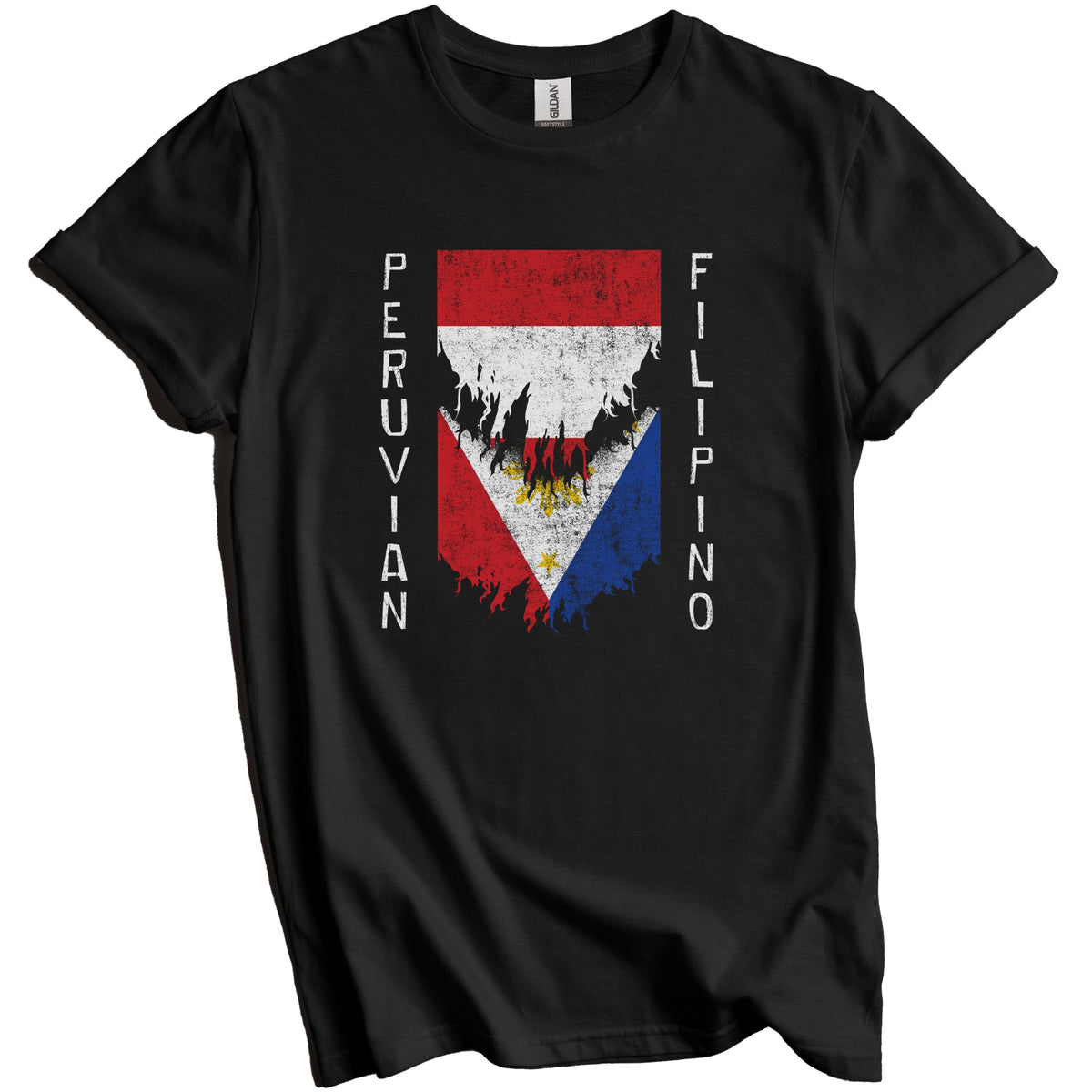 Peruvian Filipino Flags Ripped Torn Peru Philippines T-Shirt