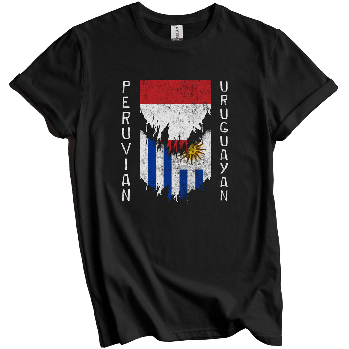 Peruvian Uruguayan Flags Ripped Torn Peru Uruguay T-Shirt