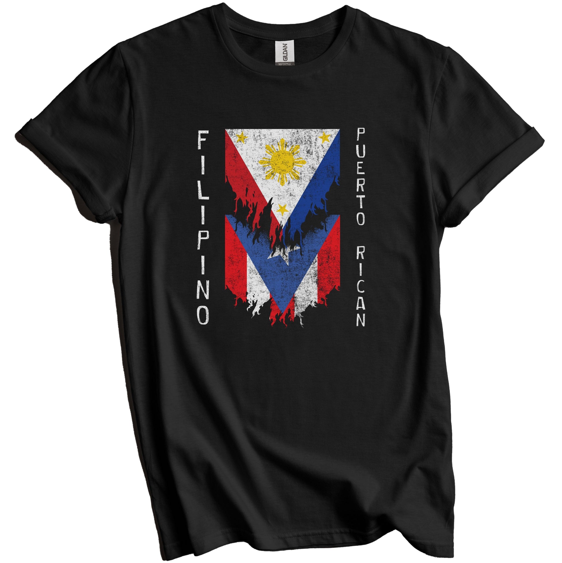 Filipino Puerto Rican Flags Ripped Torn Philippines Puerto Rico T-Shirt
