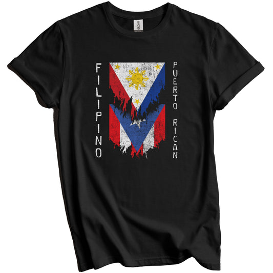 Filipino Puerto Rican Flags Ripped Torn Philippines Puerto Rico T-Shirt