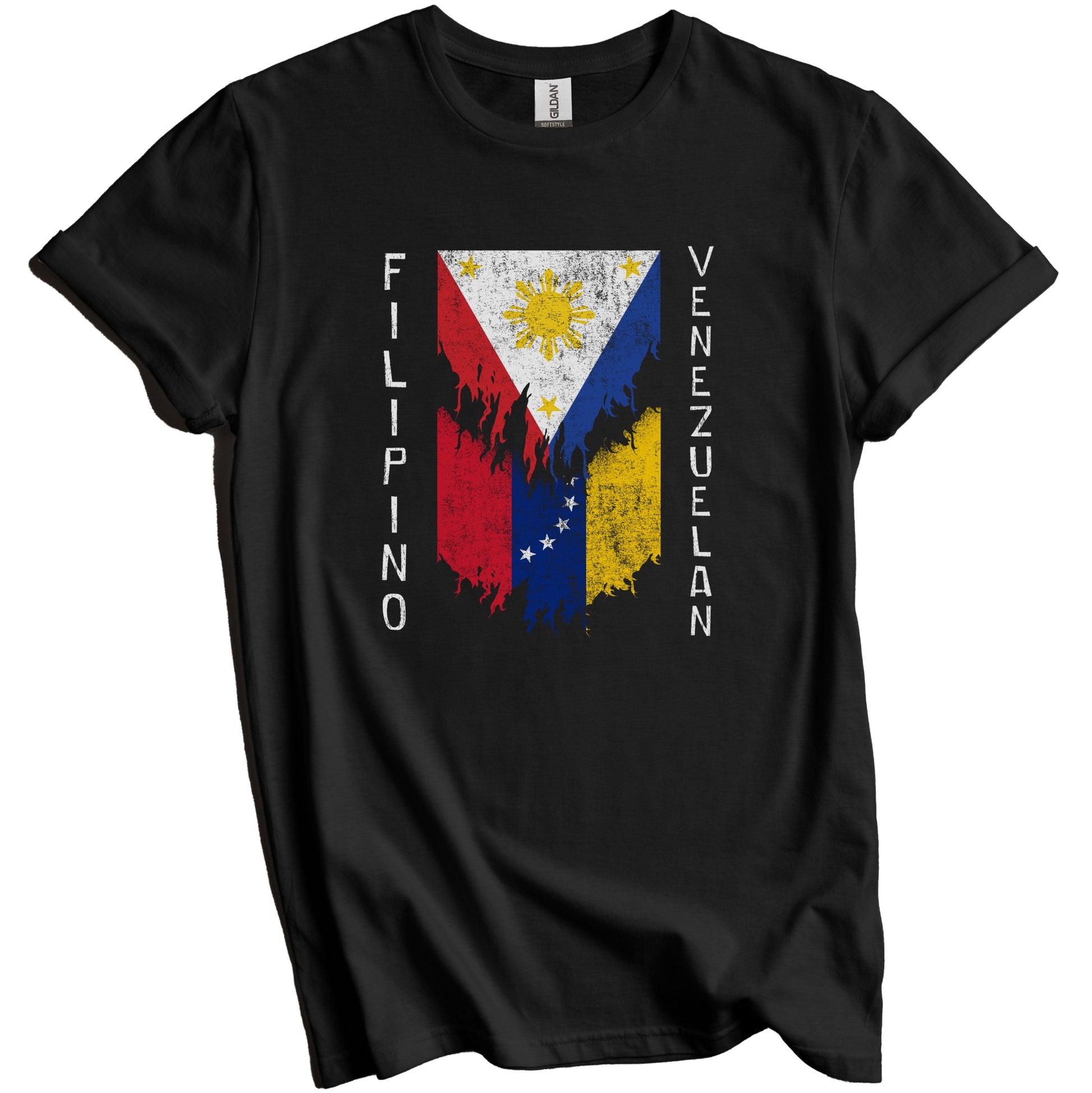 Filipino Venezuelan Flags Ripped Torn Philippines Venezuela T-Shirt