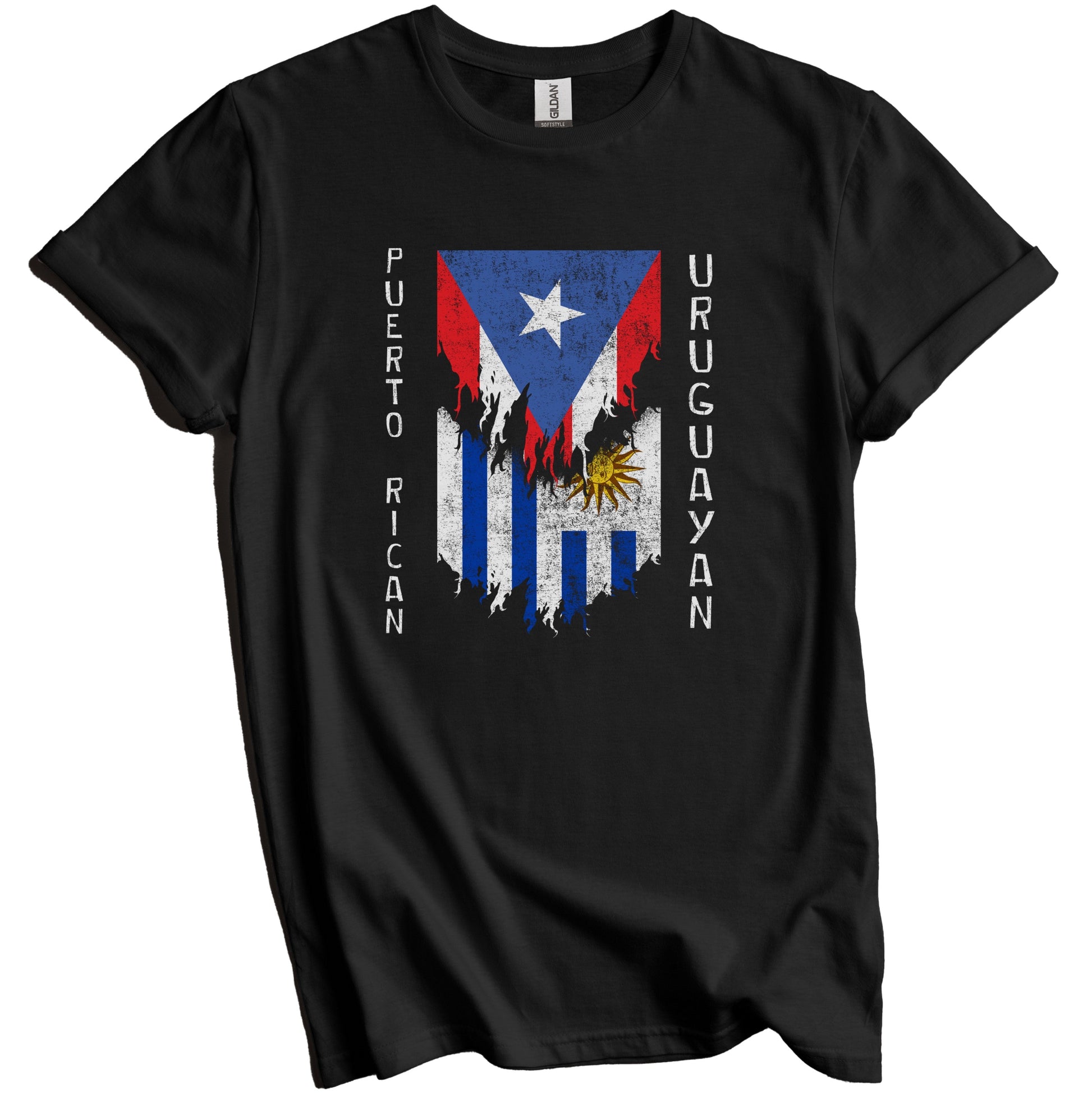 Puerto Rican Uruguayan Flags Ripped Torn Puerto Rico Uruguay T-Shirt