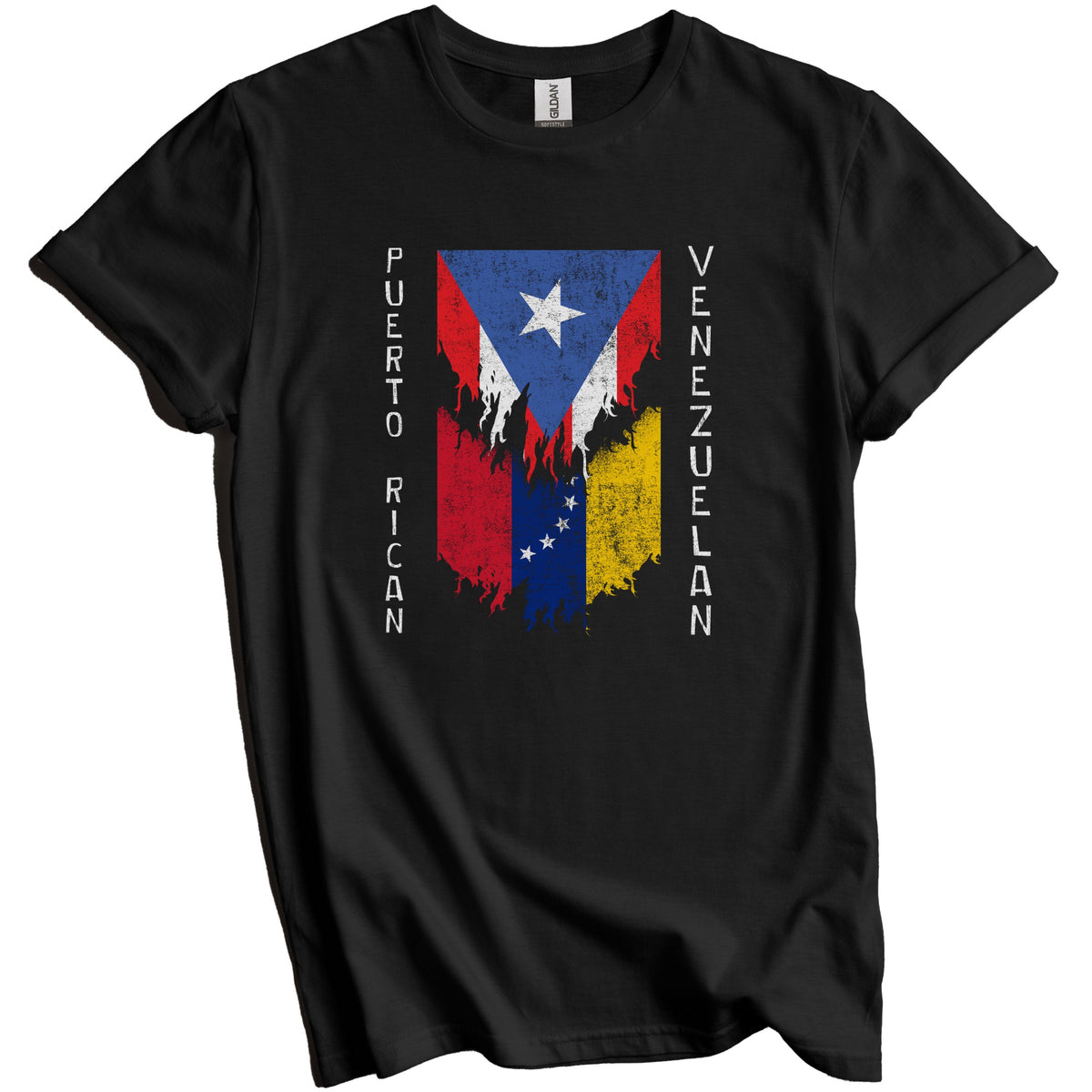 Puerto Rican Venezuelan Flags Ripped Torn Puerto Rico Venezuela T-Shirt
