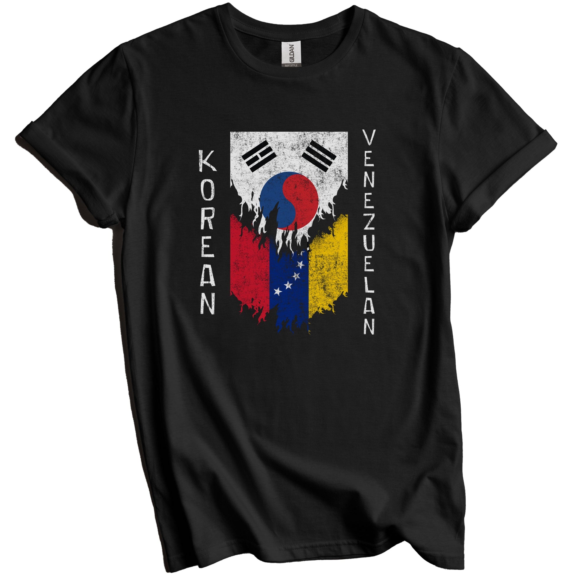 Korean Venezuelan Flags Ripped Torn South Korea Venezuela T-Shirt