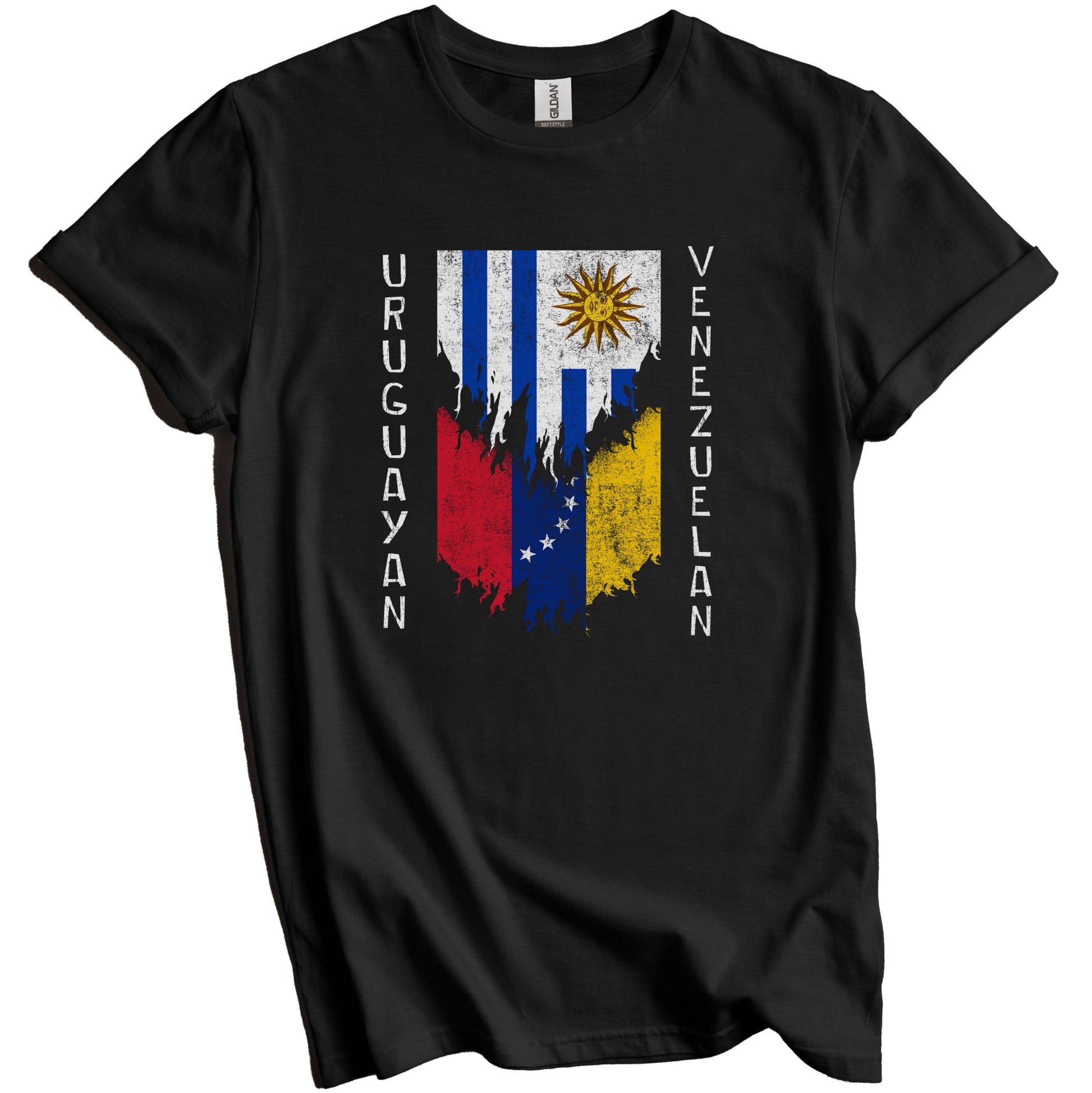 Uruguayan Venezuelan Flags Ripped Torn Uruguay Venezuela T-Shirt