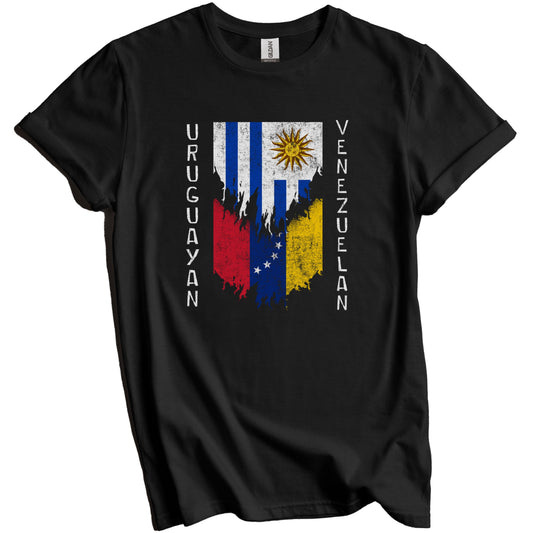 Uruguayan Venezuelan Flags Ripped Torn Uruguay Venezuela T-Shirt