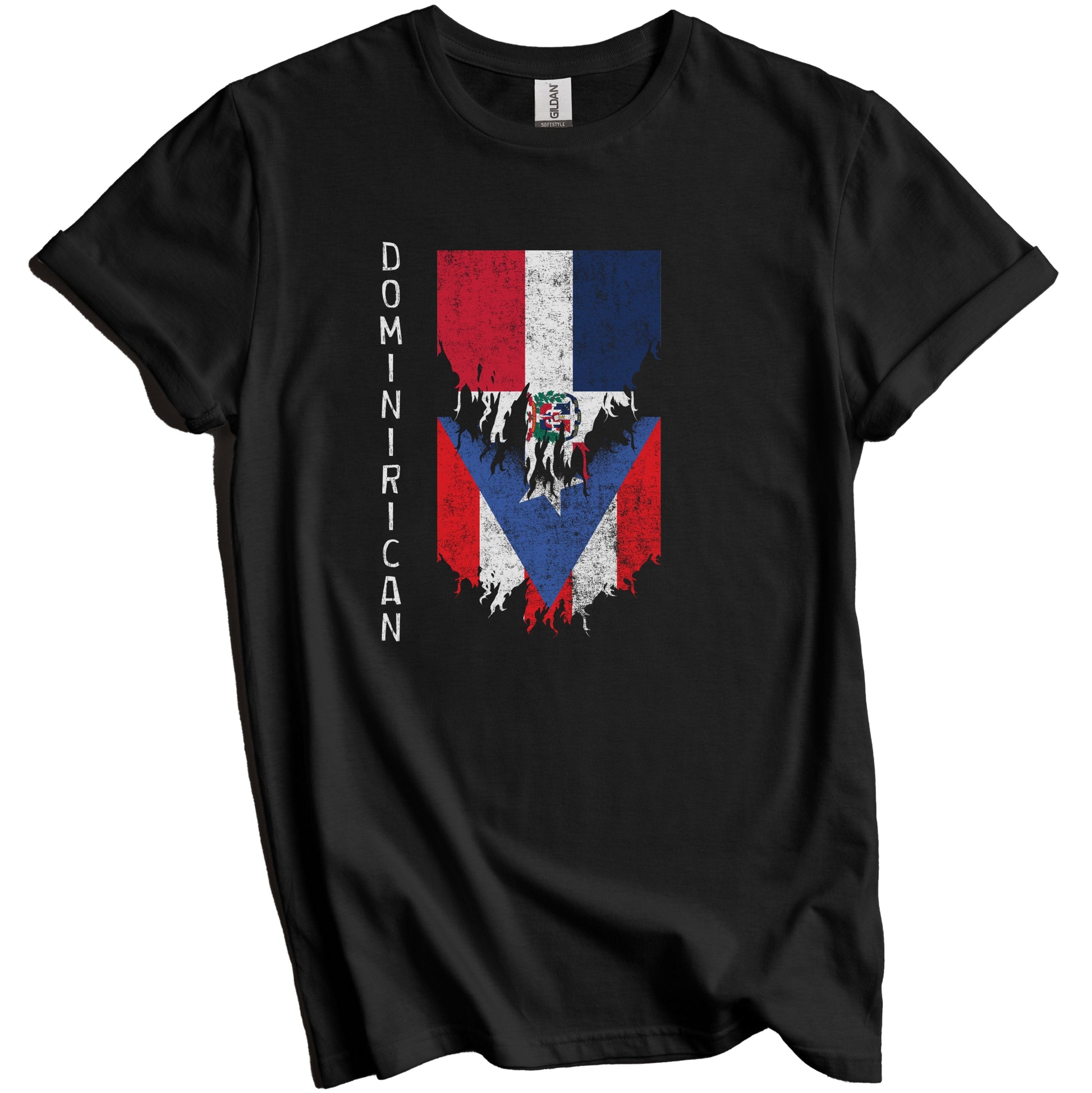 Dominican Puerto Rican Flags Ripped Torn Dominirican T-Shirt
