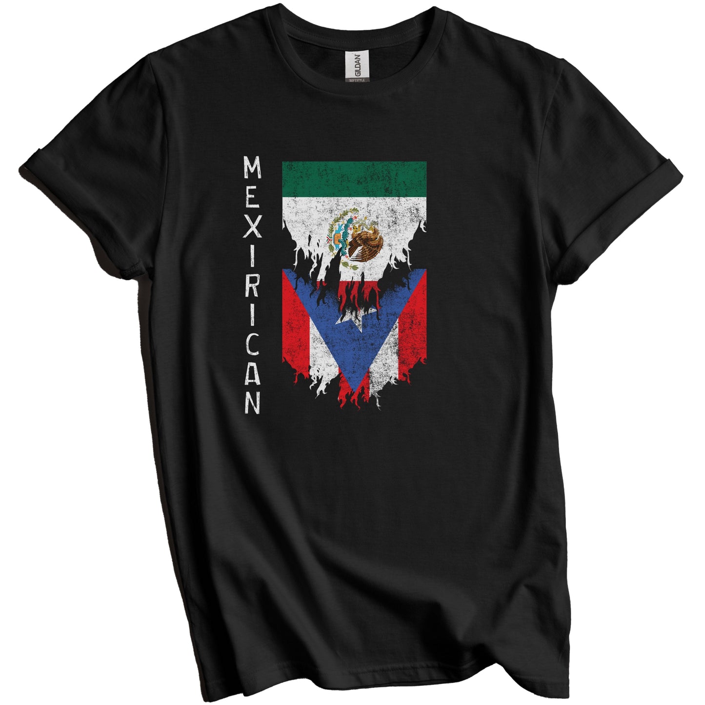 Mexican Puerto Rican Flags Torn Mexico Puerto Rico Mexirican T-Shirt