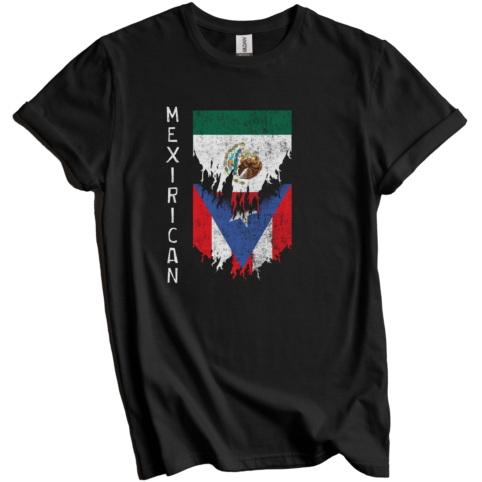 Mexican Puerto Rican Flags Torn Mexico Puerto Rico Mexirican T-Shirt