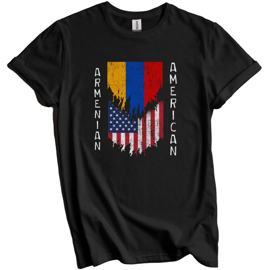 Armenian American Flags Ripped Torn Armenia T-Shirt