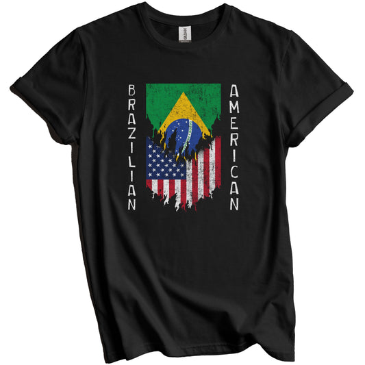 Brazilian American Flags Ripped Torn Brazil T-Shirt