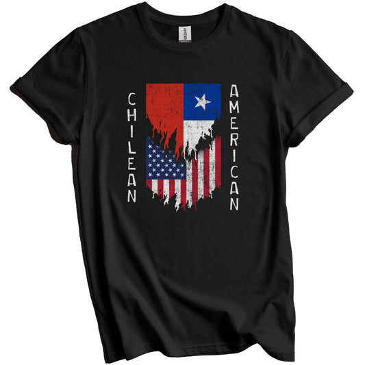 Chilean American Flags Ripped Torn Chile T-Shirt