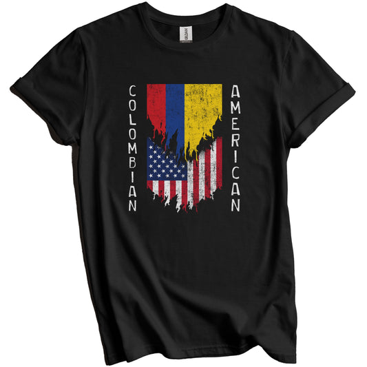 Colombian American Flags Ripped Torn Colombia T-Shirt