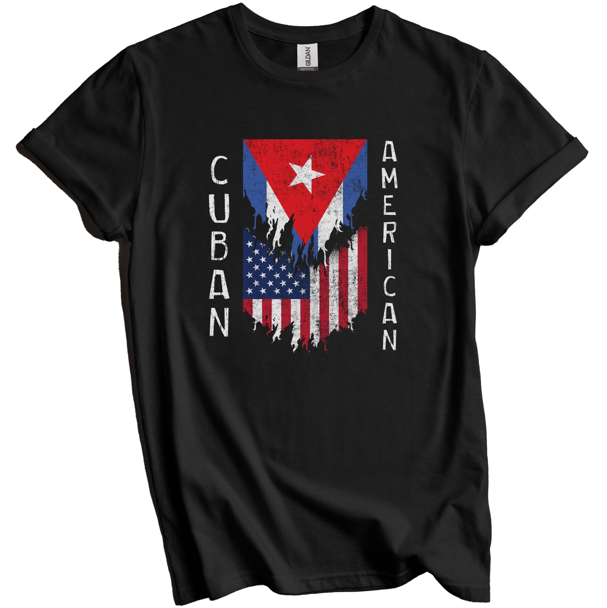 Cuban American Flags Ripped Torn Cuba T-Shirt