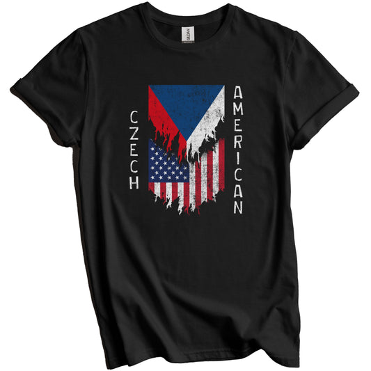 Czech American Flags Ripped Torn Czech Republic T-Shirt