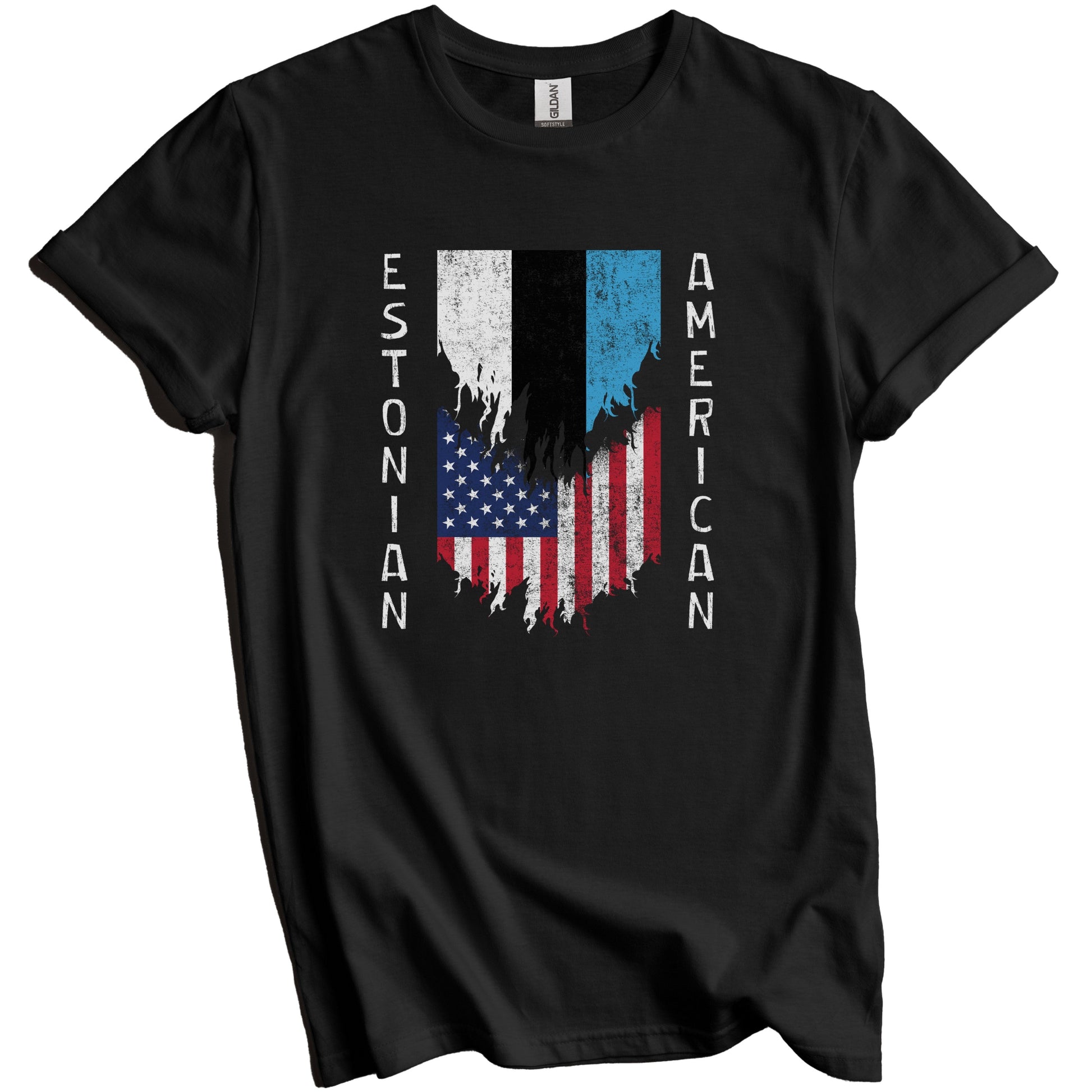 Estonian American Flags Ripped Torn Estonia T-Shirt