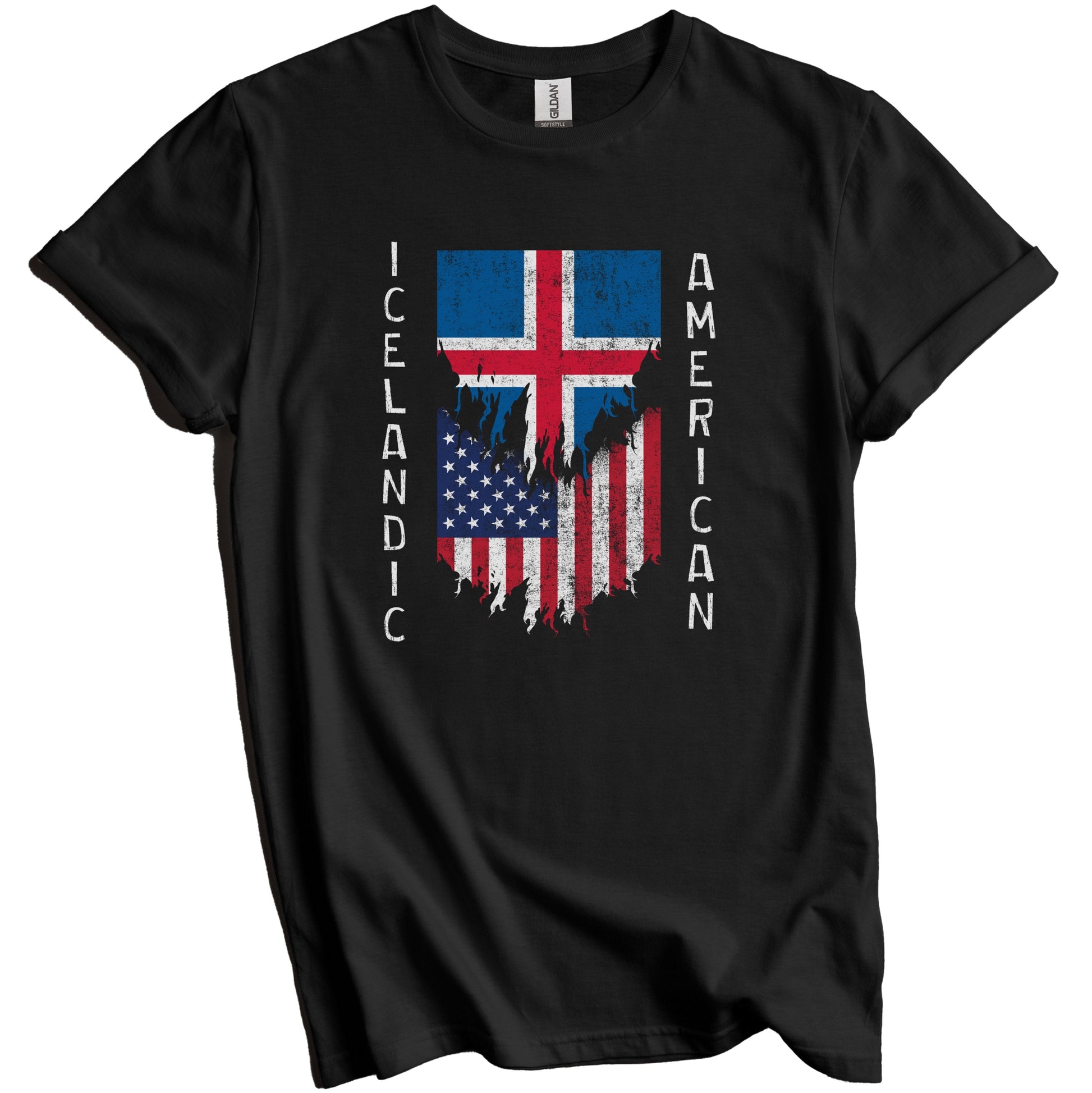 Icelandic American Flags Ripped Torn Iceland T-Shirt