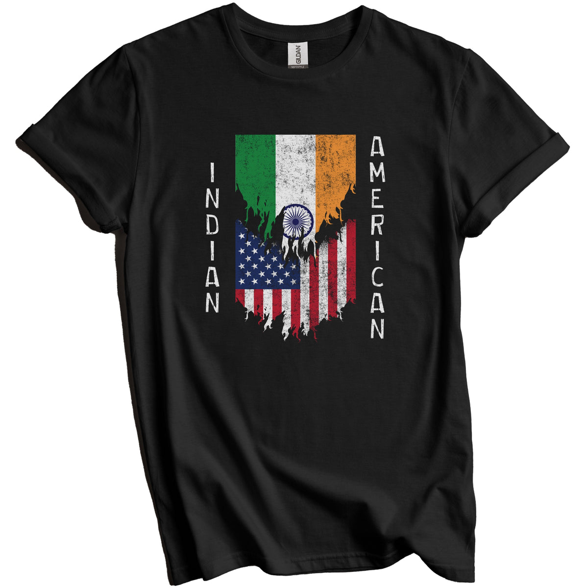 Indian American Flags Ripped Torn India T-Shirt