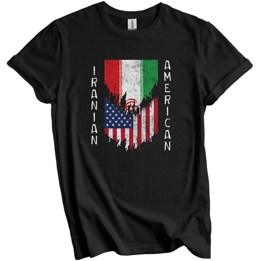 Iranian American Flags Ripped Torn Iran T-Shirt