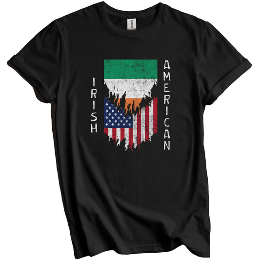 Irish American Flags Ripped Torn Ireland T-Shirt