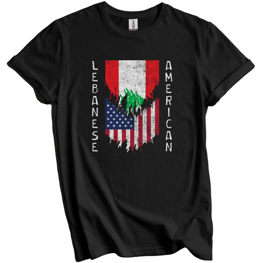 Lebanese American Flags Ripped Torn Lebanon T-Shirt