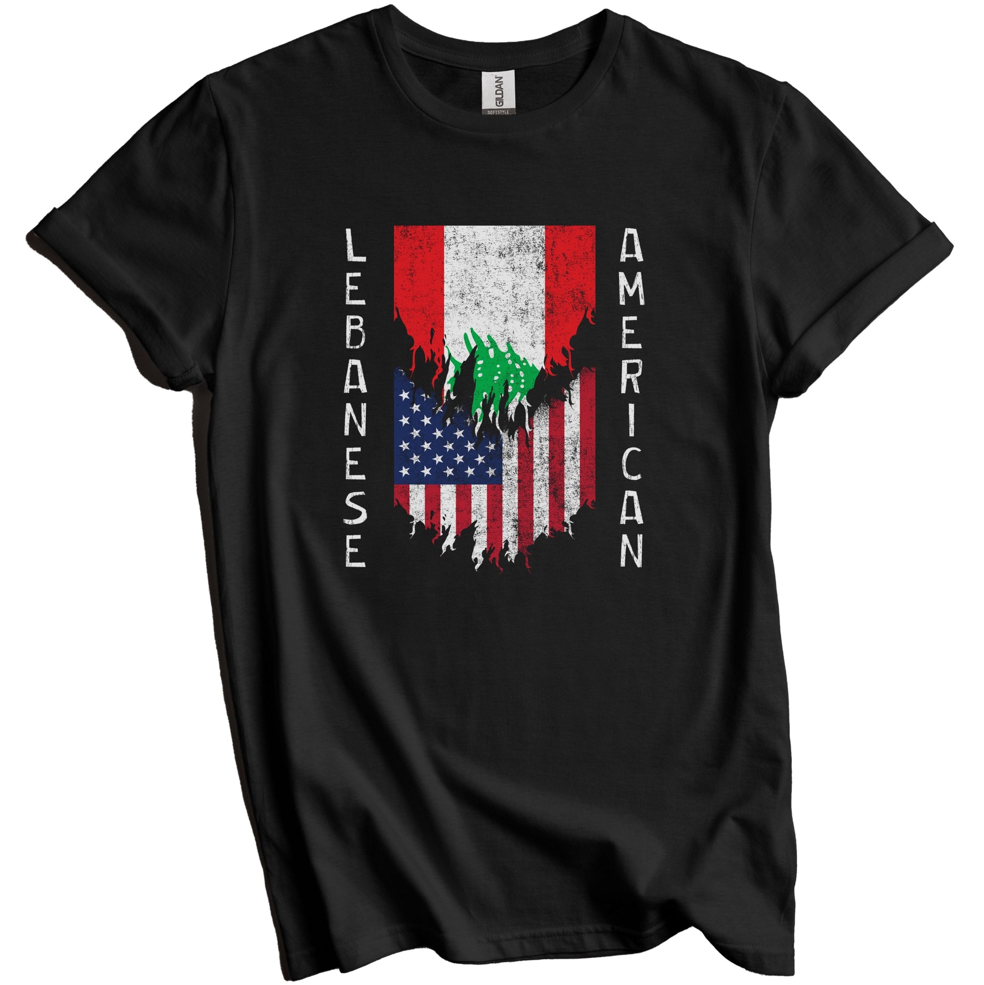 Lebanese American Flags Ripped Torn Lebanon T-Shirt