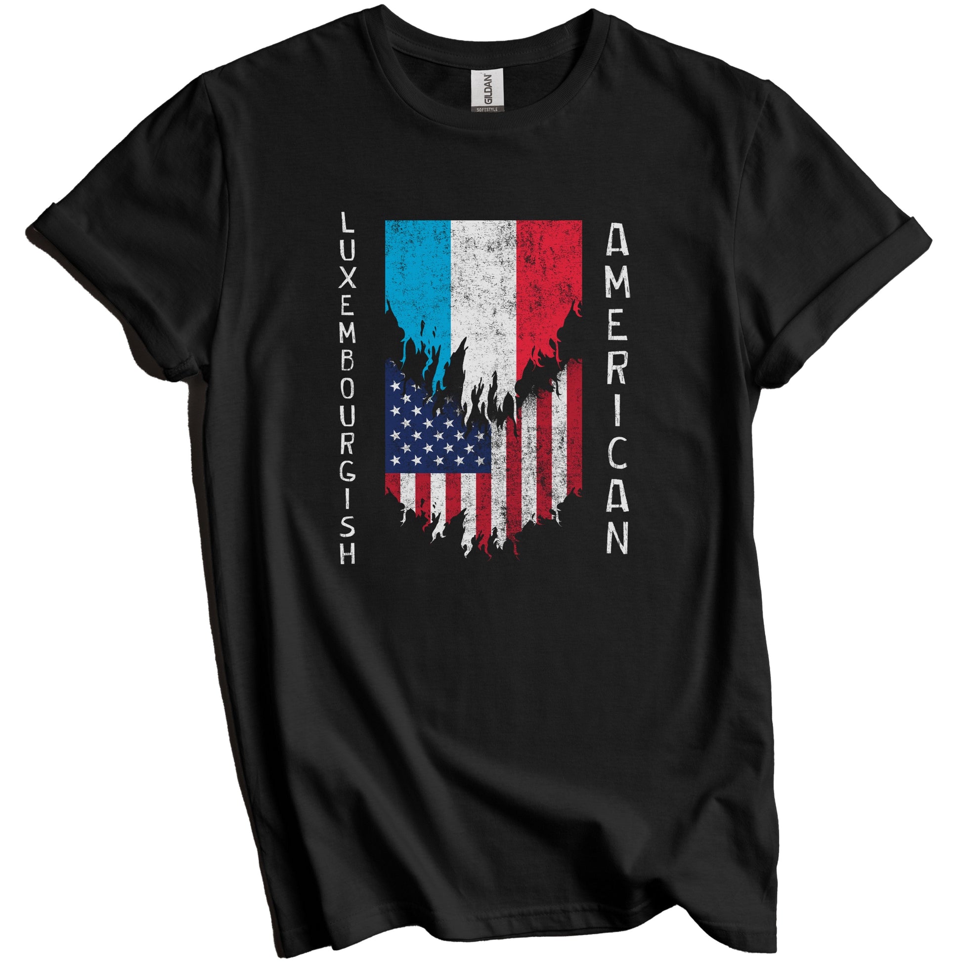 Luxembourgish American Flags Ripped Torn Luxembourg T-Shirt