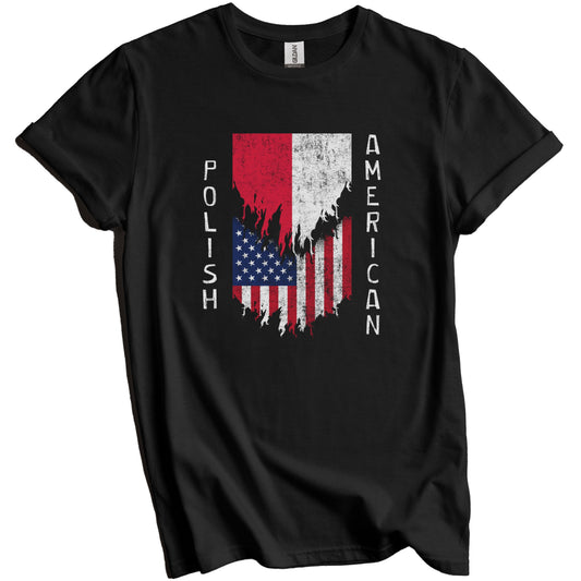 Polish American Flags Ripped Torn Poland T-Shirt