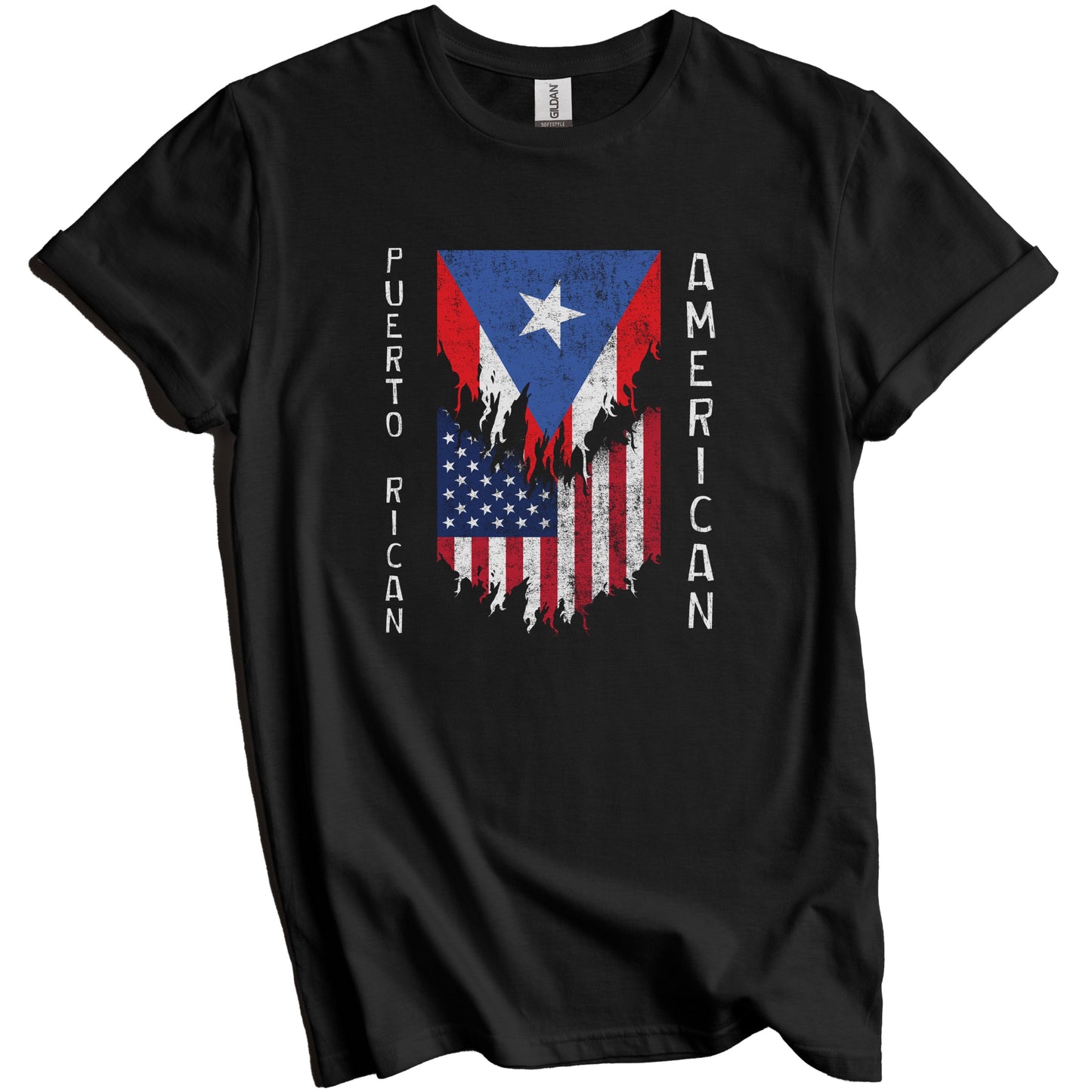 Puerto Rican American Flags Ripped Torn Puerto Rico T-Shirt