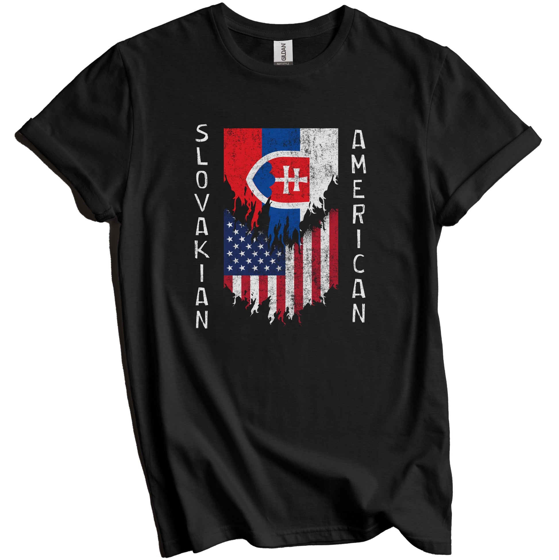 Slovakian American Flags Ripped Torn Slovakia T-Shirt