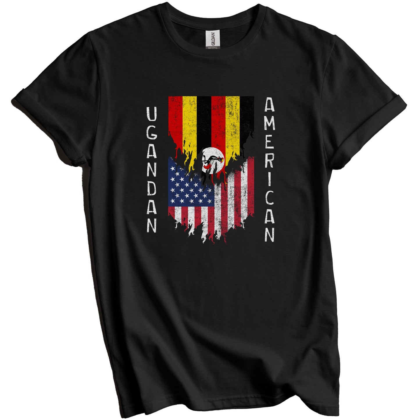 Ugandan American Flags Ripped Torn Uganda T-Shirt